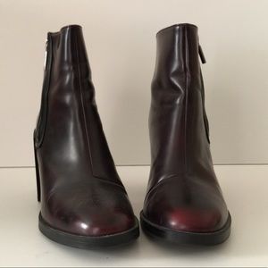 Zara Burgundy Faux Leather Ankle Boot